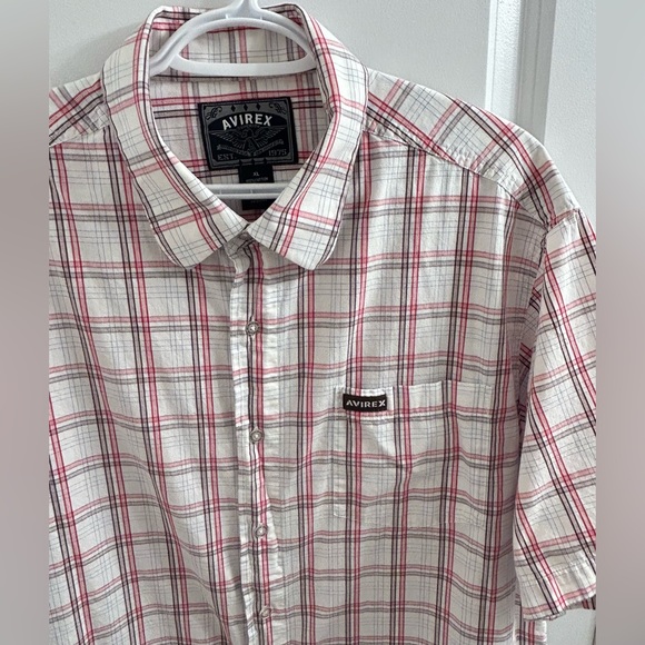Avirex Men’s White & Red Plaid Shirt - Size XL 100% Cotton Avirex Tigers 🔥 - Picture 4 of 8